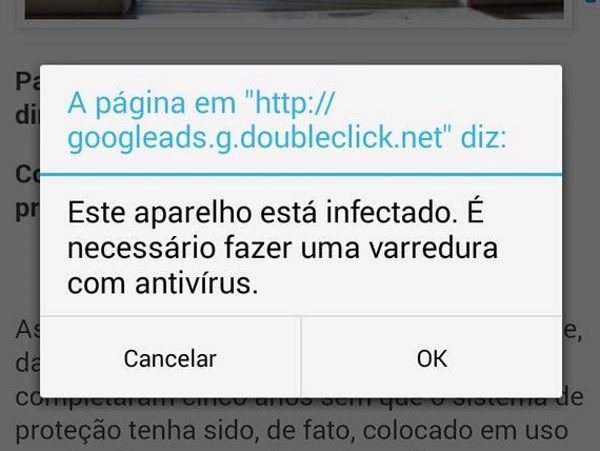 Malware no Android: golpe enviado por mensagem