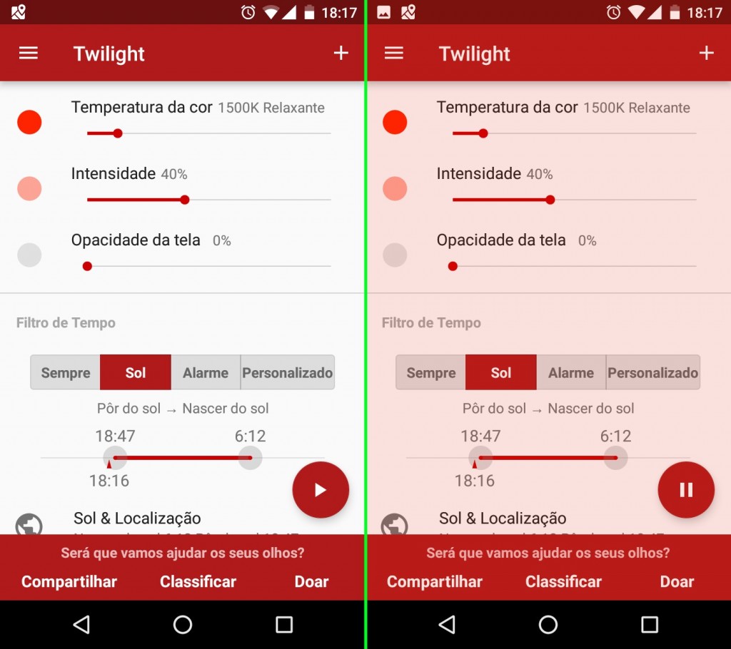 Twilight: um filtro de luz azul que funciona em qualquer smartphone Android.